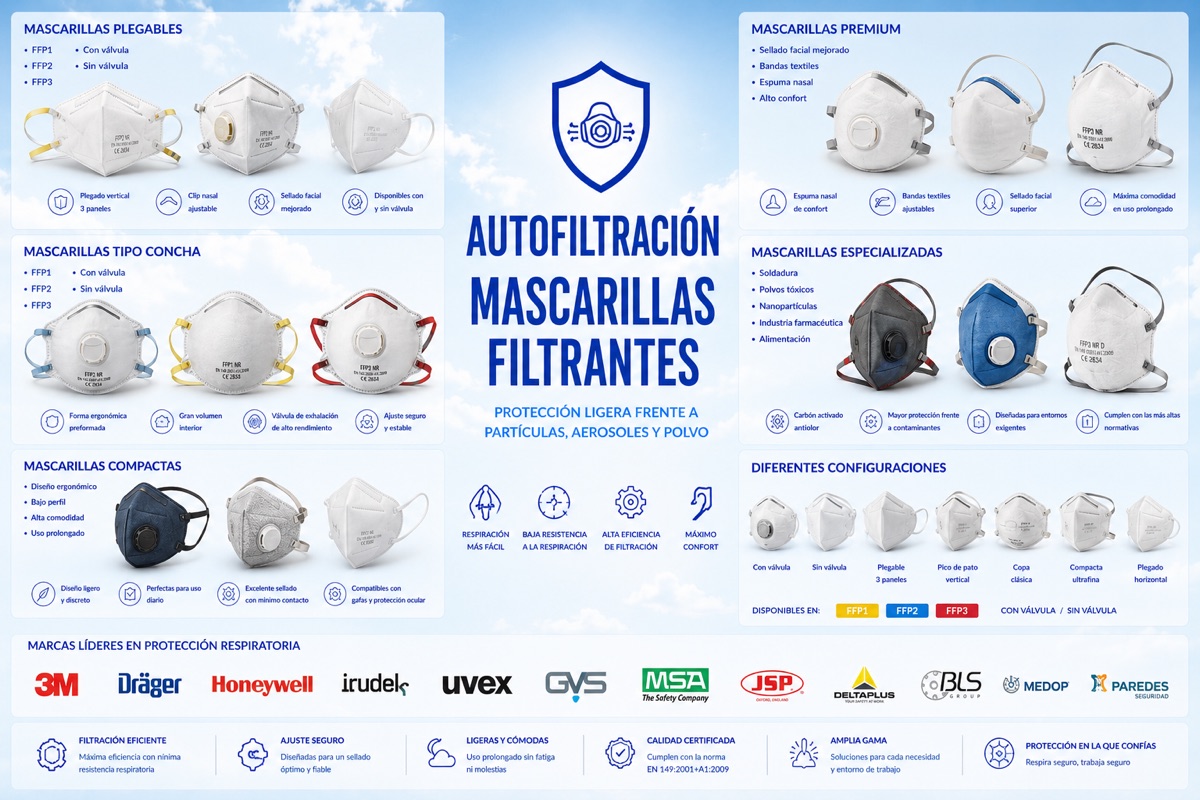 Mascarillas Autofiltrantes | La Protección más Ligera para los Riesgos más Cotidianos